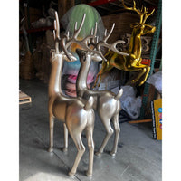 Light Gold Reindeer Standing Life Size Statue - LM Treasures 