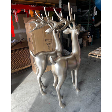 Light Gold Reindeer Standing Life Size Statue - LM Treasures 