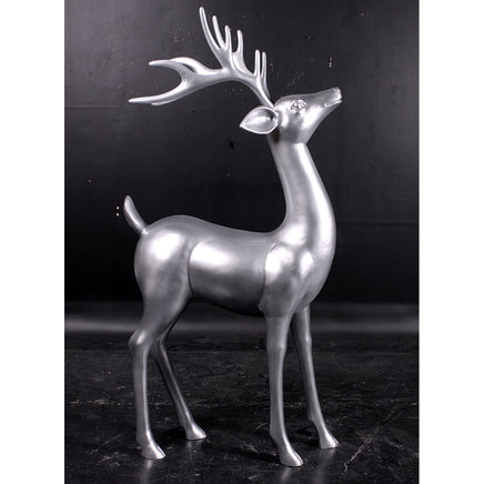 Silver Reindeer Standing Life Size Statue - LM Treasures 