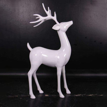 White Reindeer Standing Life Size Statue