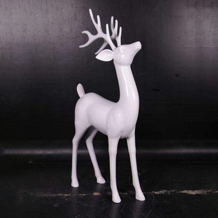 White Reindeer Standing Life Size Statue