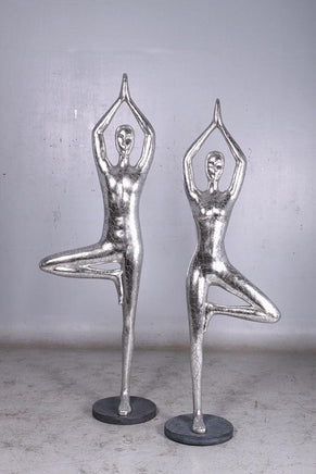 Silver Modern Yoga Female Life Size Vrikshasana Statue - LM Treasures 