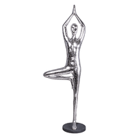 Silver Modern Yoga Male Life Size Vrikshasana Statue - LM Treasures 