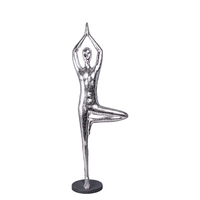 Silver Modern Yoga Female Life Size Vrikshasana Statue - LM Treasures 