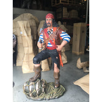 Pirate Captain With Barrel Life Size Statue - LM Treasures 