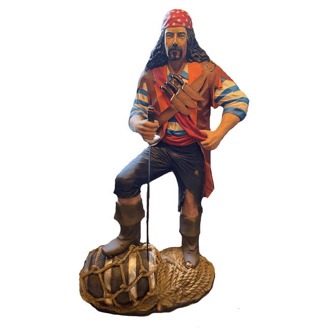 Pirate Captain With Barrel Life Size Statue - LM Treasures 