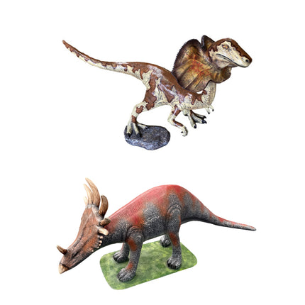 Baby Triceratops and Dilophosaurus Dinosaurs Set of 2 Statues