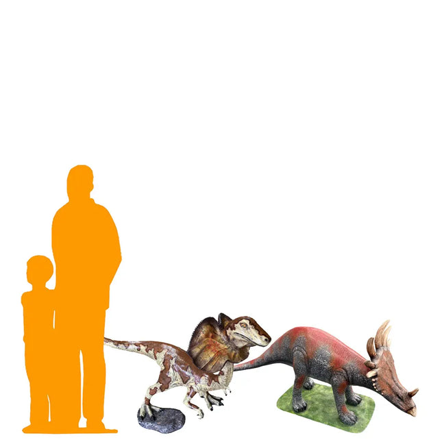 Baby Triceratops and Dilophosaurus Dinosaurs Set of 2 Statues LM Treasures - AR