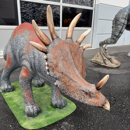 Baby Triceratops on Base Dinosaur Statue