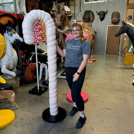 Large Pink Cushion Candy Cane Statue - LM Treasures 
