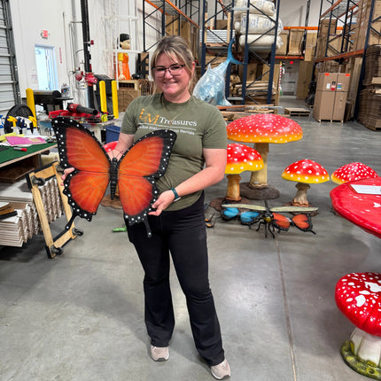 Orange Butterfly Insect Wall Decor Statue LM Treasures - H