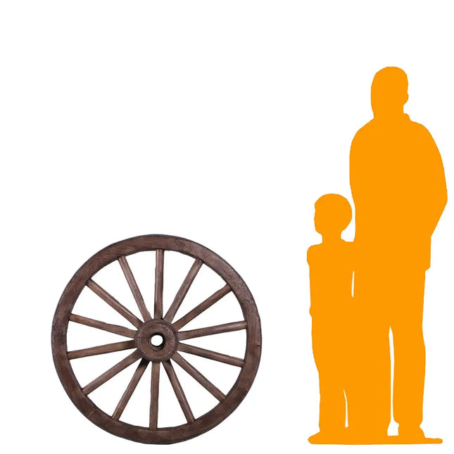 Western Wagon Wheel Resin Statue
