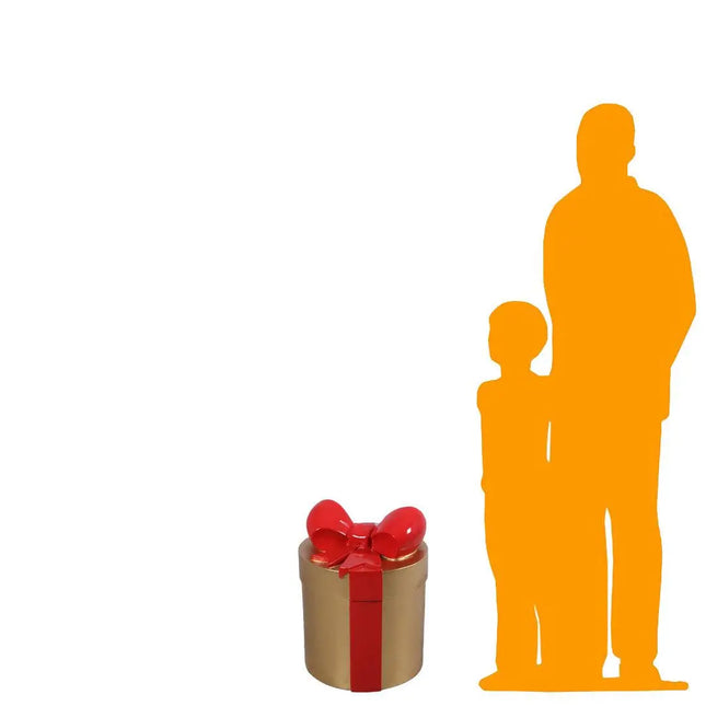 Small Gold Present With Ribbon Statue LM Treasures - H