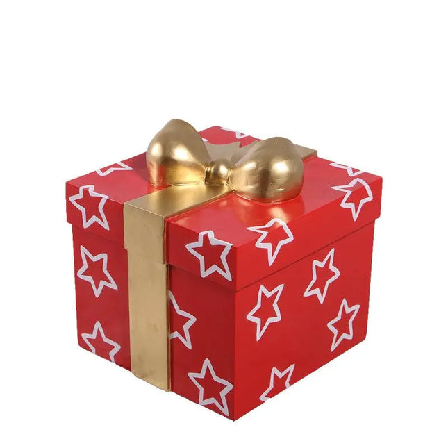 Small Red Present With Stars Statue LM Treasures - H