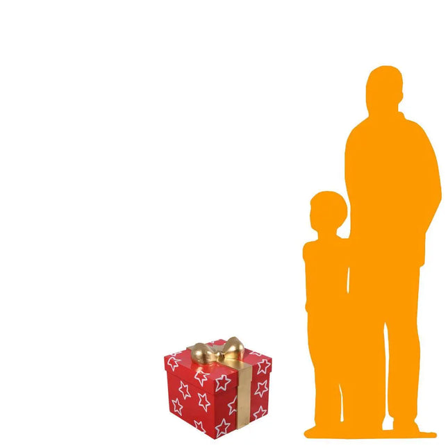 Small Red Present With Stars Statue LM Treasures - H