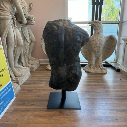 Aged Black Andrea Male Torso Life Size Statue
