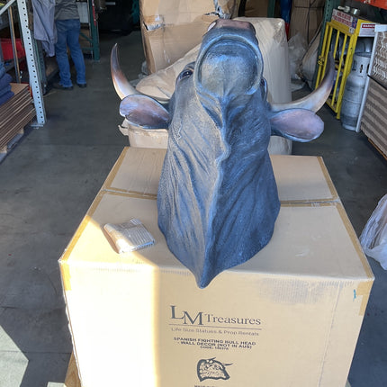 Spanish Fighting Bull Head Life Size Statue