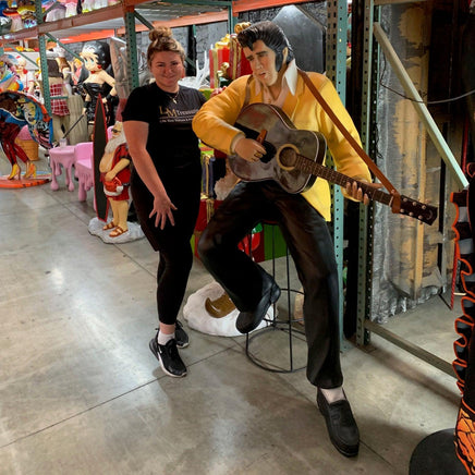 Singer Elvis Sitting With Guitar Life Size Statue - LM Treasures 