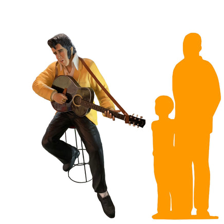 Singer Elvis Sitting With Guitar Life Size Statue - LM Treasures 