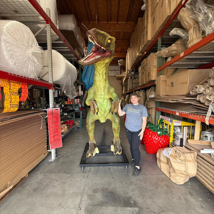 Green T-Rex Raptor Dinosaur On Base Life Size Statue LM Treasures - A