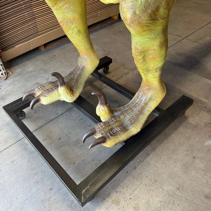 Green T-Rex Raptor Dinosaur On Base Life Size Statue LM Treasures - A