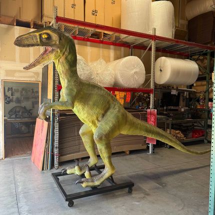 Green T-Rex Raptor Dinosaur On Base Life Size Statue LM Treasures - A