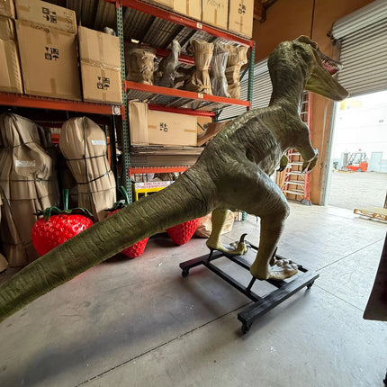Green T-Rex Raptor Dinosaur On Base Life Size Statue LM Treasures - A