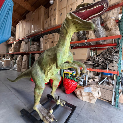 Green T-Rex Raptor Dinosaur On Base Life Size Statue LM Treasures - A