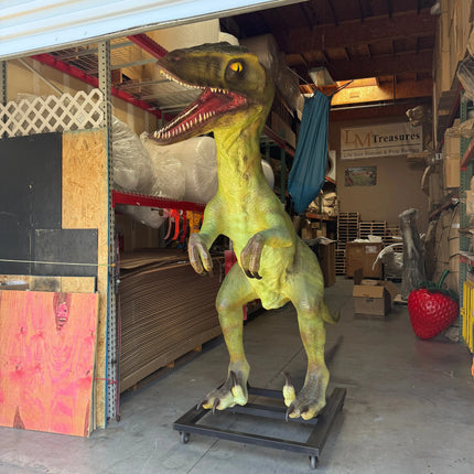Green T-Rex Raptor Dinosaur On Base Life Size Statue LM Treasures - A