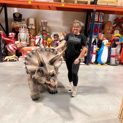 Large Walking Triceratops Dinosaur Statue LM Treasures - A