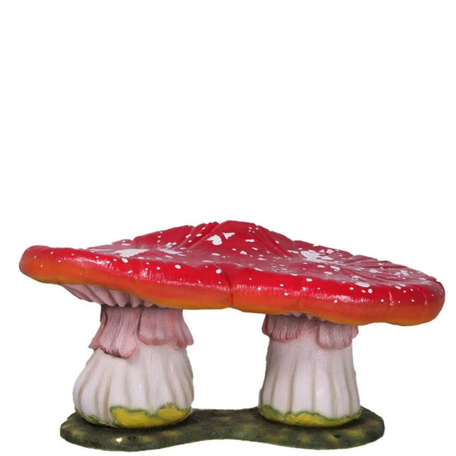 Large Red Double Mushroom Stool Over Sized Statue LM Treasures - H