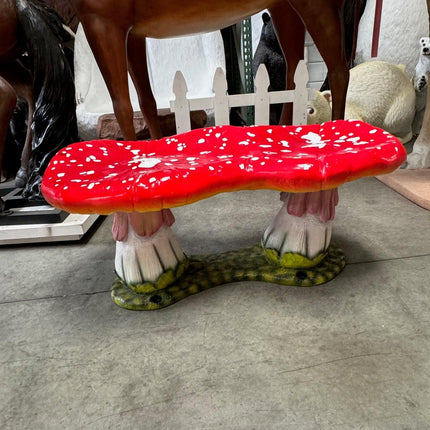 Large Red Double Mushroom Stool Over Sized Statue - LM Treasures 