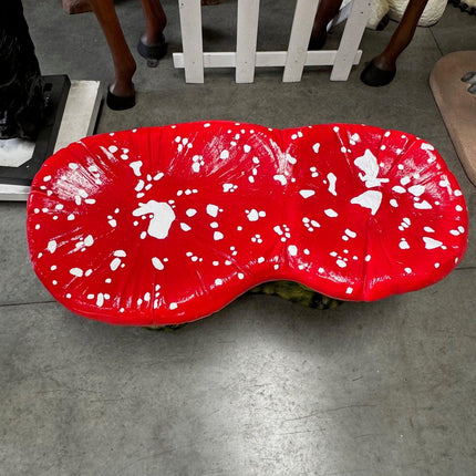 Large Red Double Mushroom Stool Over Sized Statue - LM Treasures 