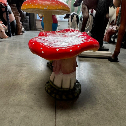 Large Red Double Mushroom Stool Over Sized Statue - LM Treasures 