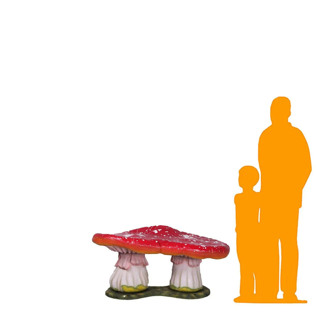 Large Red Double Mushroom Stool Over Sized Statue LM Treasures - H
