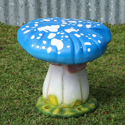Blue Single Split Mushroom Stool Over Sized Statue - LM Treasures 