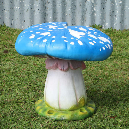 Blue Single Split Mushroom Stool Over Sized Statue - LM Treasures 