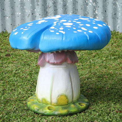 Blue Single Split Mushroom Stool Over Sized Statue - LM Treasures 