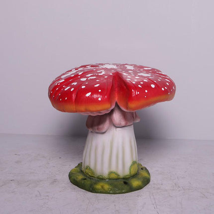 Red Single Split Mushroom Stool Over Sized Statue - LM Treasures 
