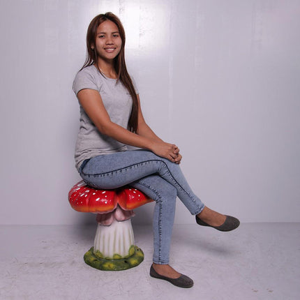 Red Single Split Mushroom Stool Over Sized Statue - LM Treasures 