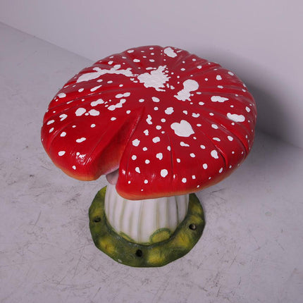 Red Single Split Mushroom Stool Over Sized Statue - LM Treasures 
