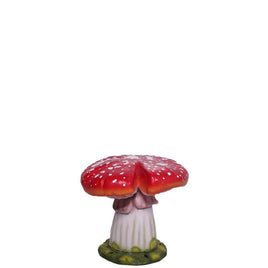 Red Single Split Mushroom Stool Over Sized Statue - LM Treasures 