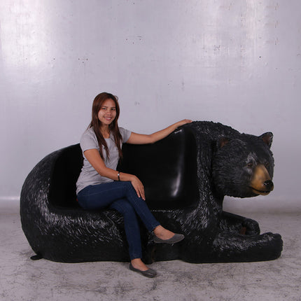 Black Bear Bench Statue