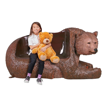 Grizzly Bear Bench Statue - LM Treasures