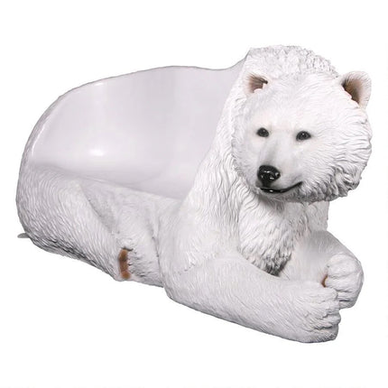 Laying Polar Bear Bench Statue - LM Treasures
