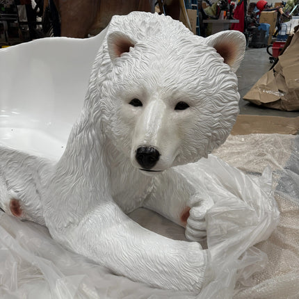 Laying Polar Bear Bench Statue LM Treasures - H