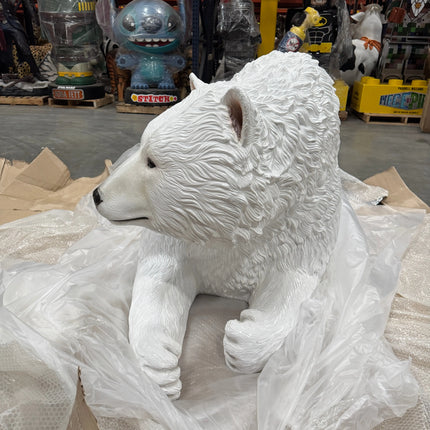 Laying Polar Bear Bench Statue LM Treasures - H