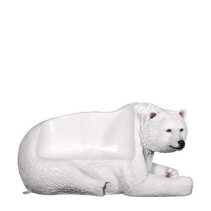 Laying Polar Bear Bench Statue - LM Treasures