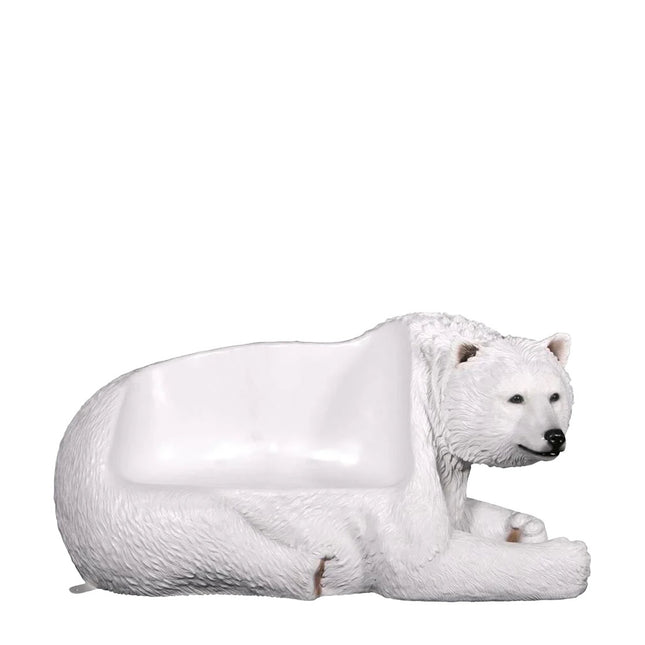 Laying Polar Bear Bench Statue - LM Treasures