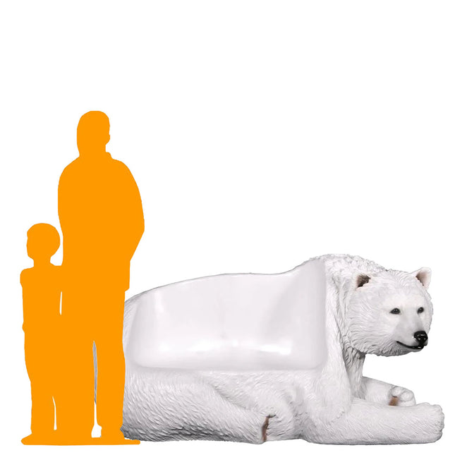 Laying Polar Bear Bench Statue - LM Treasures